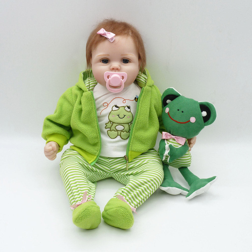 22 inch 55cm Reborn Girl Dolls with Frog Gift