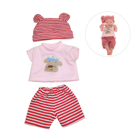 Red Stripe Clothes With Hat for 12 Inches/30cm Reborn Dolls