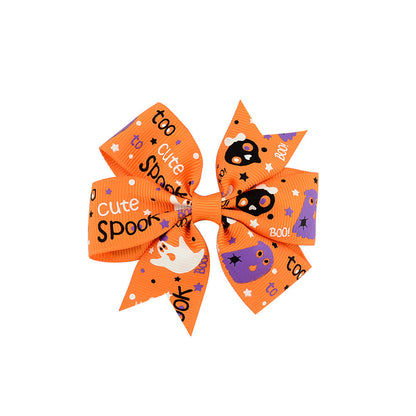 Halloween ribbed band bowknot children barrettes