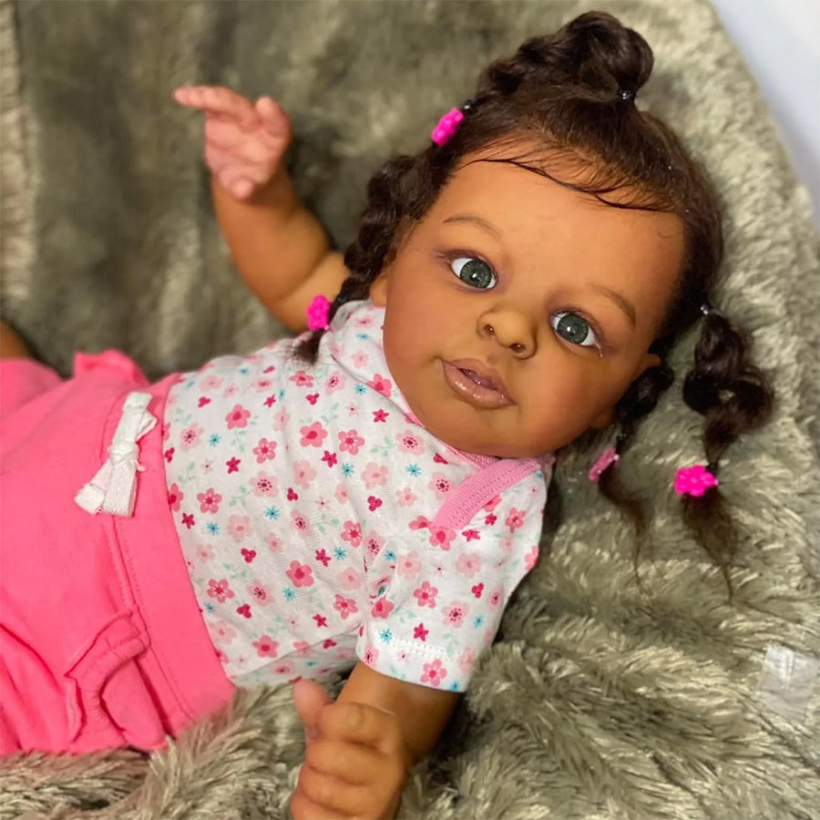 Renee 24 Inches 60cm Open Eyes Dark Skin Reborn Doll-Jaylan