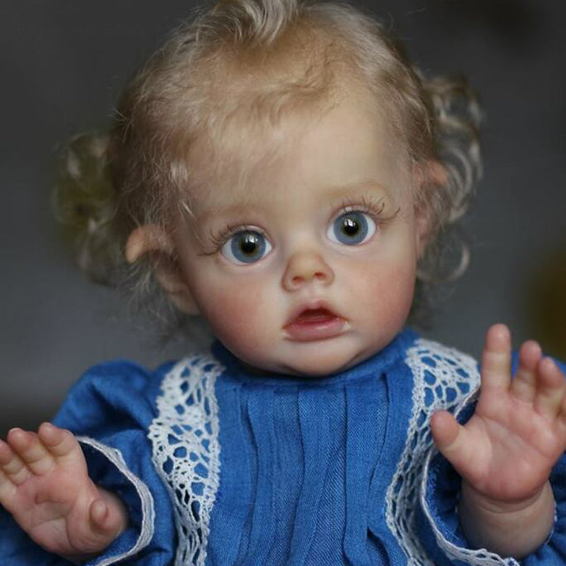 12 Inches Elsa Short Blonde Hair Open Eyes Reborn Doll Girl-Flo Fairy Serie