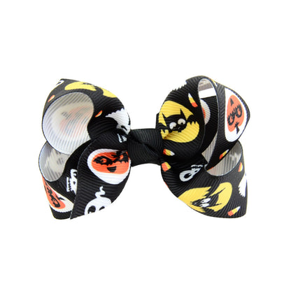 Halloween cartoon print bow barrettes