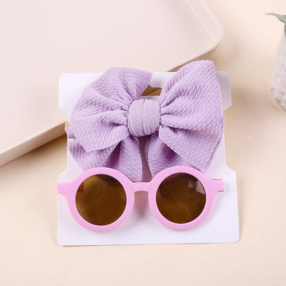 Bow Nylon Headband Sunglasses Two-Piece Set