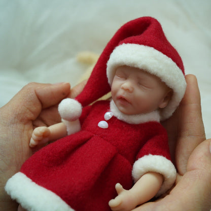 6 Inch Closed Eyes Mini Reborn Dolls With Christmas Clothes-Darren