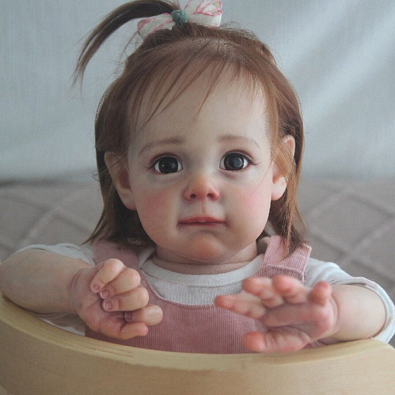 22 Inches Sweet Larry Brown Eyes Reborn Doll Girl- Maggie Series