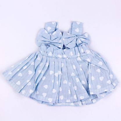 Cute Blue Polk Dot 3-Piece Dress Set for 17-18 Inches Reborn Doll