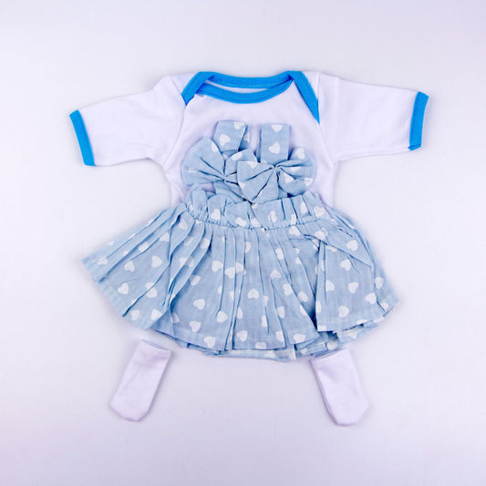 Cute Blue Polk Dot 3-Piece Dress Set for 17-18 Inches Reborn Doll