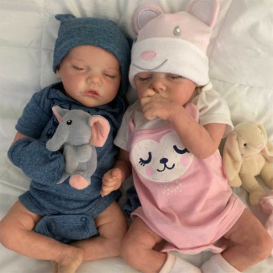 17'' Real Lifelike Twins Sister Katelyn and Cameron Sleeping Reborn Baby Doll Girl