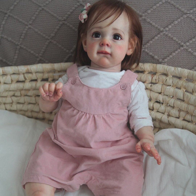 22 Inches Sweet Larry Brown Eyes Reborn Doll Girl- Maggie Series