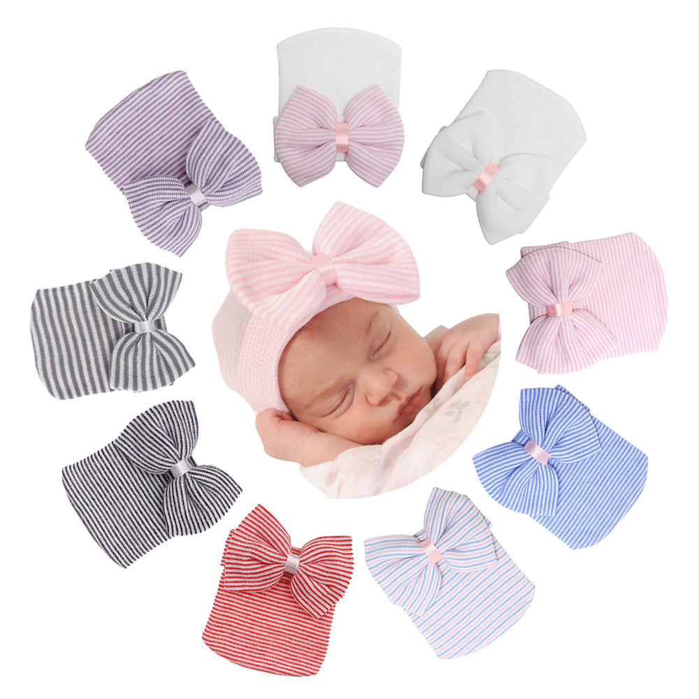 Cute Bow Knot Knitted Pullover Baby Hat