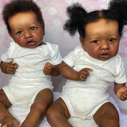 22 Inches Dark Skin Open Eyes Reborn Doll Twins-Saskia