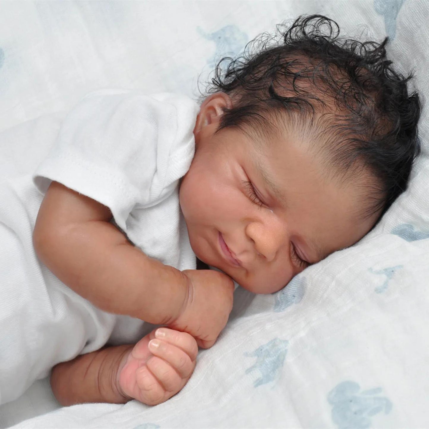 19 Inches Realistic Augus Closed Eyes Dark Skin Reborn Doll-Pascale