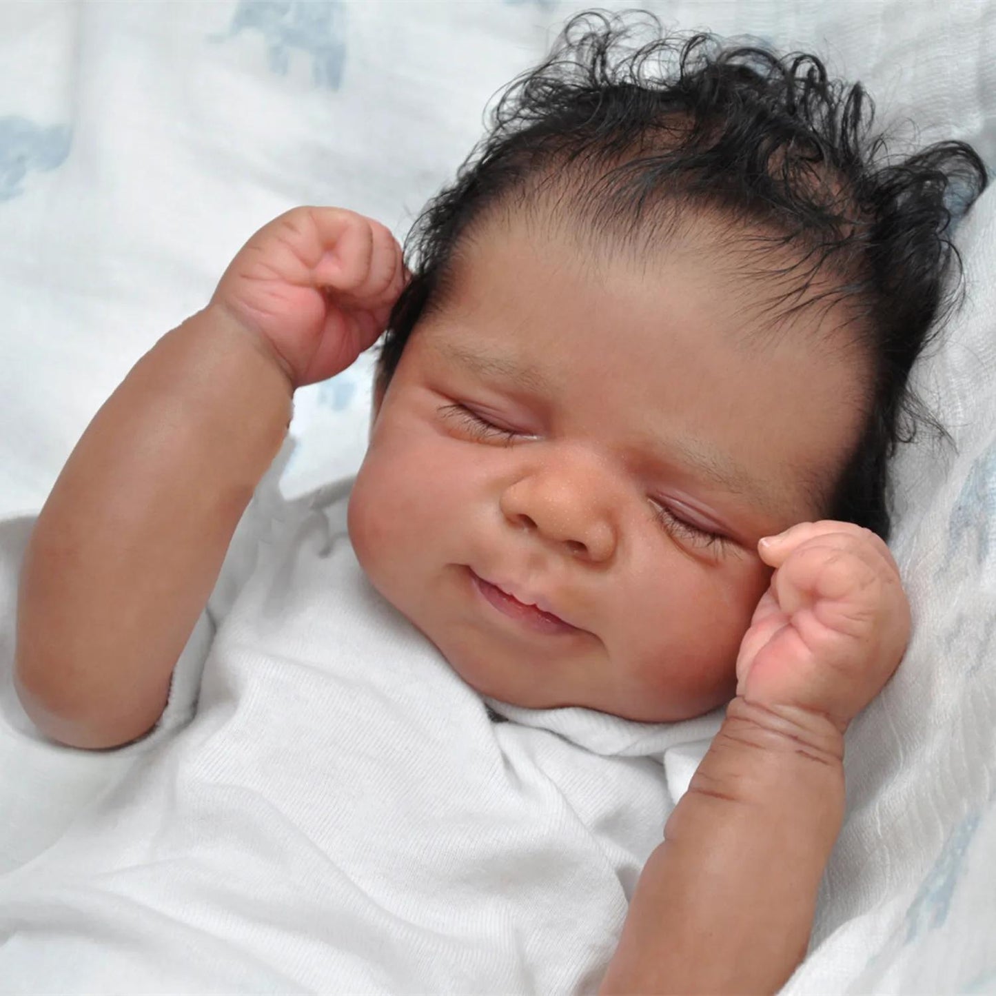 19 Inches Realistic Augus Closed Eyes Dark Skin Reborn Doll-Pascale