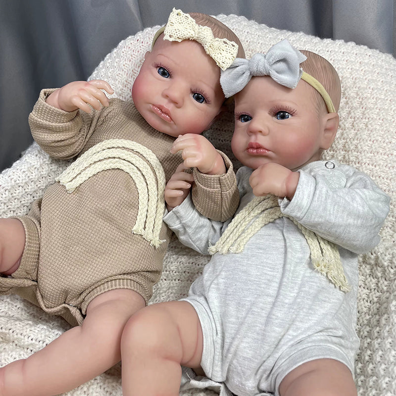 20 Inches Lifelike Blue Eyes Reborn Doll Twin Sisters-Loulou