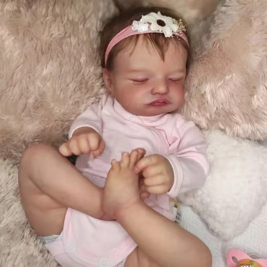 19" Lifelike Closed Eyes Reborn Baby Doll In Pink Clothes-Rosalie