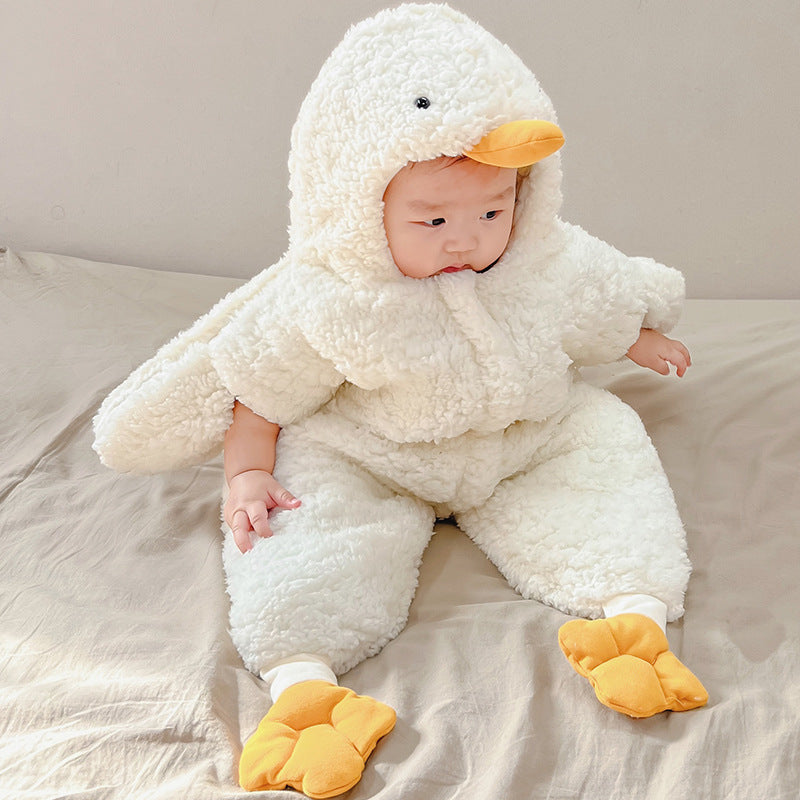 Cartoon Goose Shape Lamb Cashmere Autumn and Winter Sleeping Bag