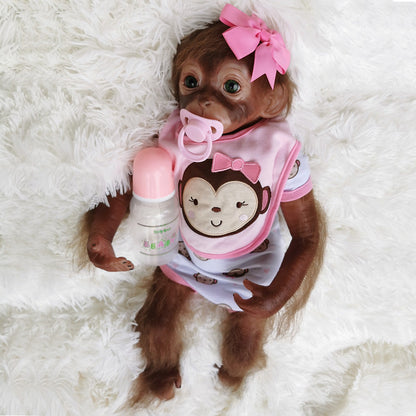 20 Inch Pink Flower Hairpin Reborn Monkey Baby Doll