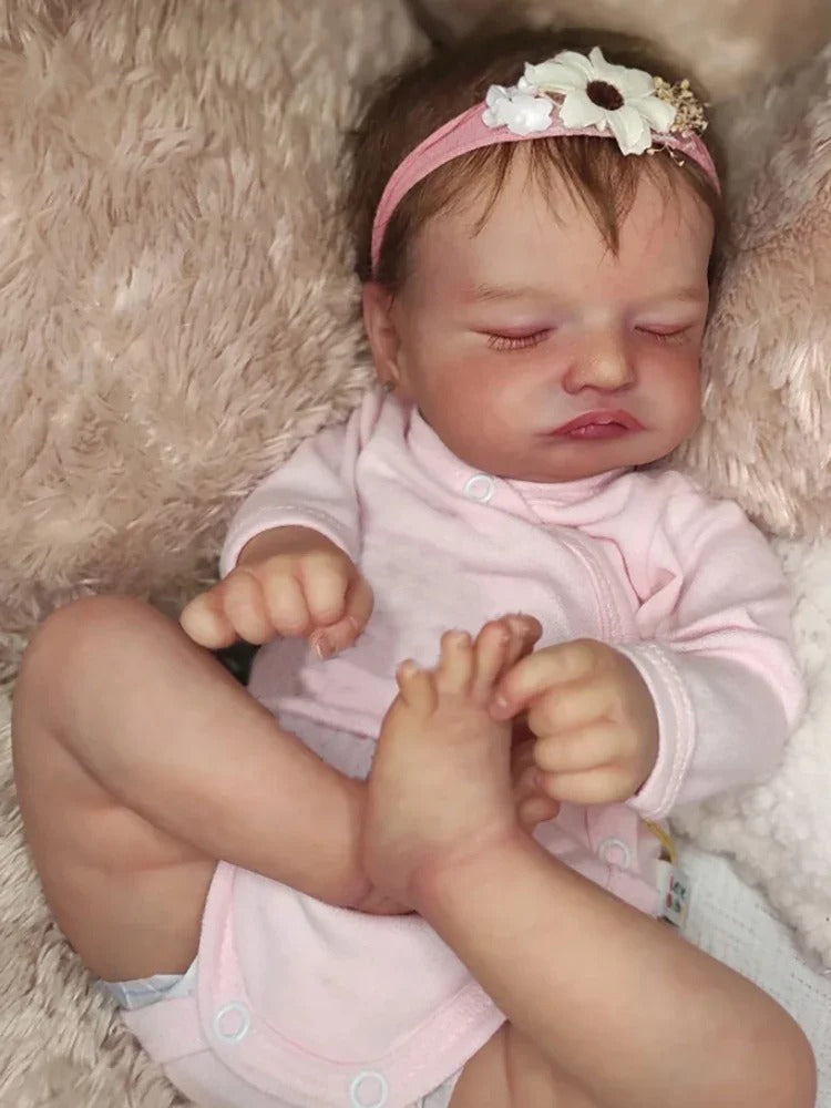 19" Lifelike Closed Eyes Reborn Baby Doll In Pink Clothes-Rosalie