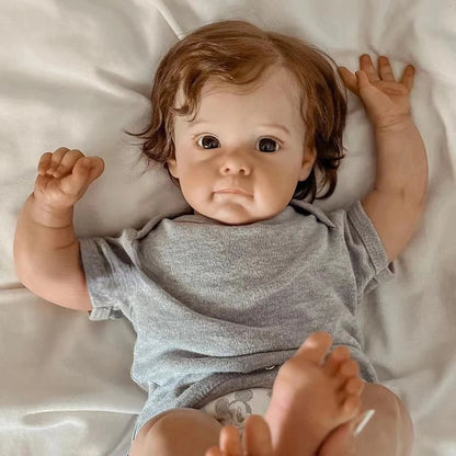 22 Inches Lifelike Shelley Short Brown Hair Reborn Doll Girl - Maggie Series