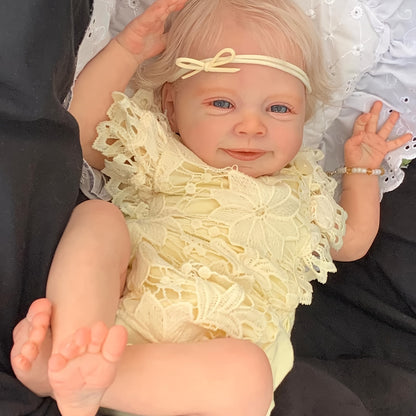 19 Inch Hand-Crafted Open Eyes Blonde Hair Newborn Reborn Doll-Sebastia