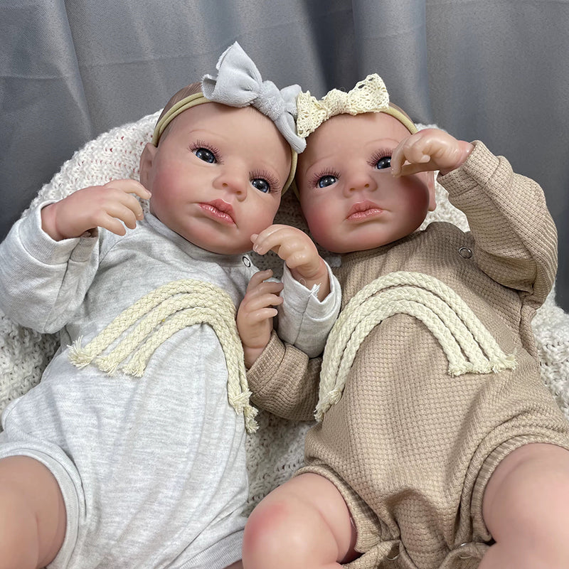 20 Inches Lifelike Blue Eyes Reborn Doll Twin Sisters-Loulou