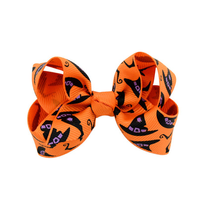 Halloween cartoon print bow barrettes