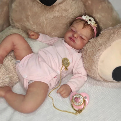 19" Lifelike Closed Eyes Reborn Baby Doll In Pink Clothes-Rosalie