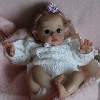 12 Inches Sweet Tracy Short Blonde Hair Open Eyes Reborn Doll Girl-Flo Fairy Serie