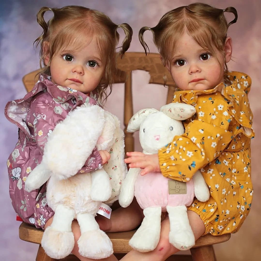 23 Inches Lifelike Fanny and Cherry Open Eyes Reborn Doll Twin Girls-Maggie Series