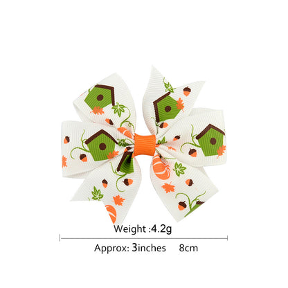 Halloween ribbed band bowknot children barrettes