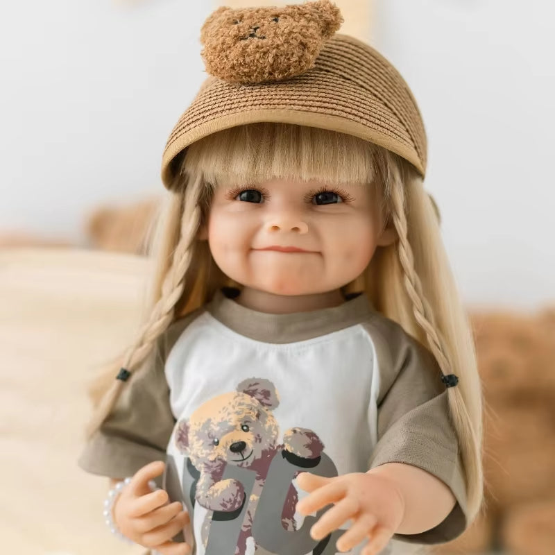 22 Inches Smile Reborn Doll Girl With Long Blonde Hair - Raya