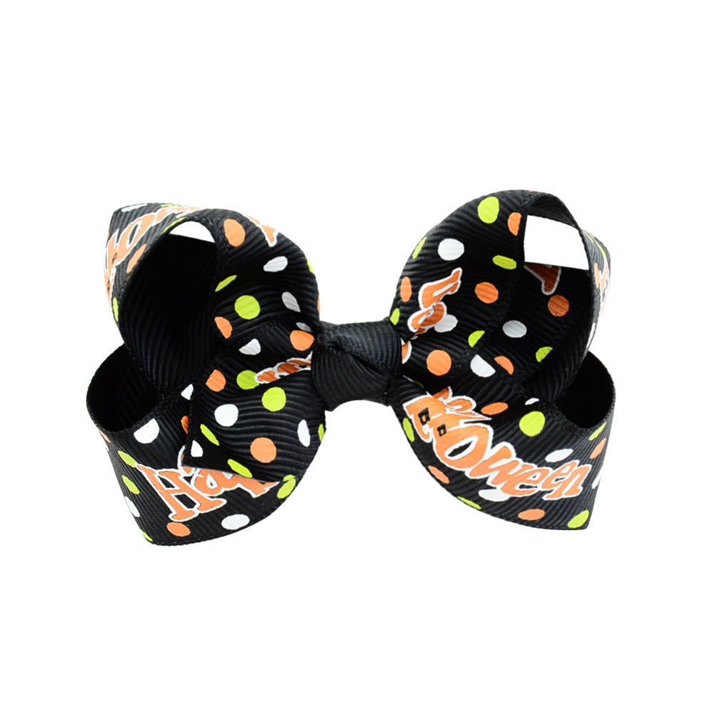 Halloween cartoon print bow barrettes