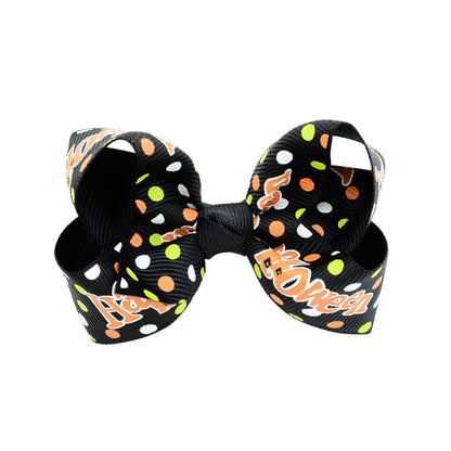 Halloween cartoon print bow barrettes