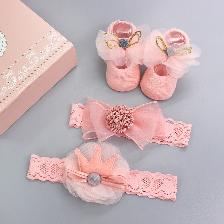 Sweet Bow Knot Headbands and Socks 3-Piece Set