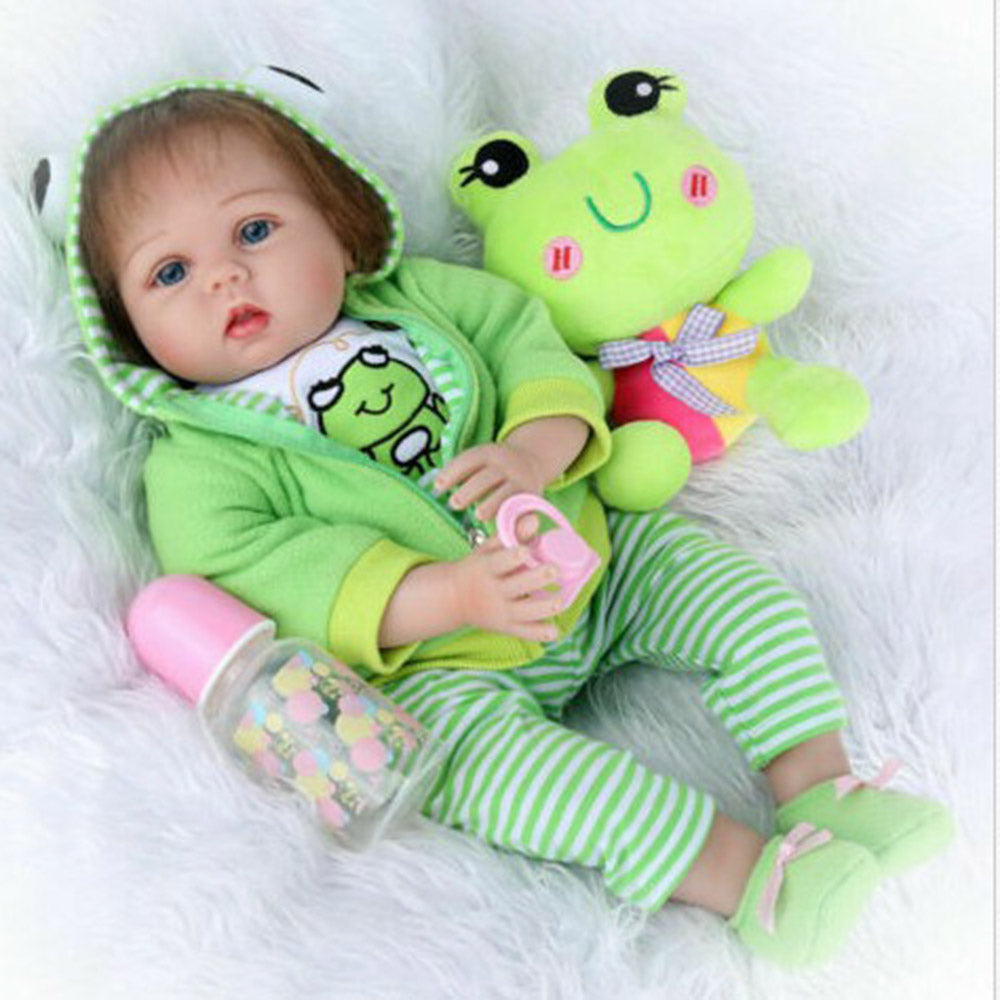 22 inch 55cm Reborn Girl Dolls with Frog Gift