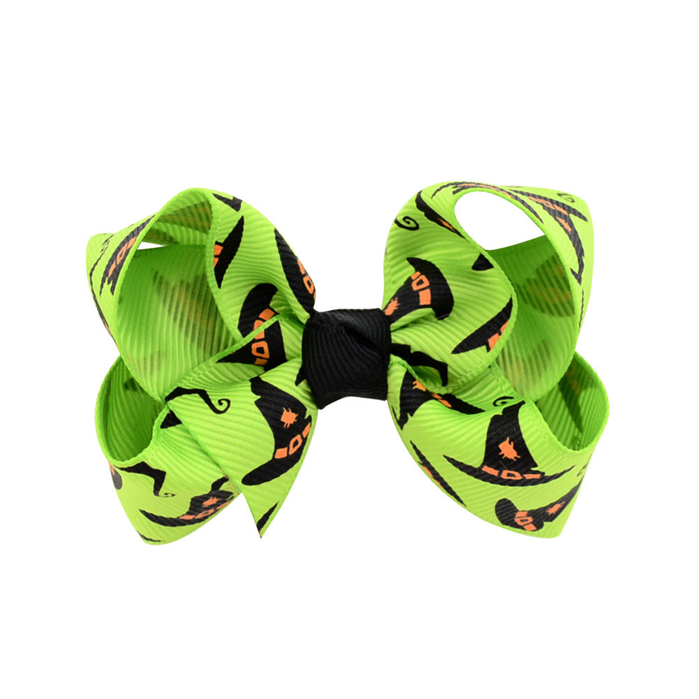 Halloween cartoon print bow barrettes