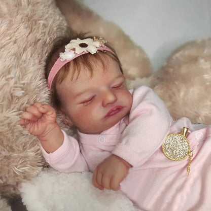 19" Lifelike Closed Eyes Reborn Baby Doll In Pink Clothes-Rosalie