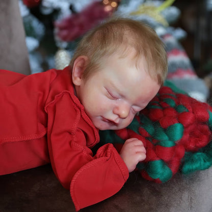 19 Inches Closed Eyes and Blonde Hair Reborn Dolls with Christmas Clothes-Sam