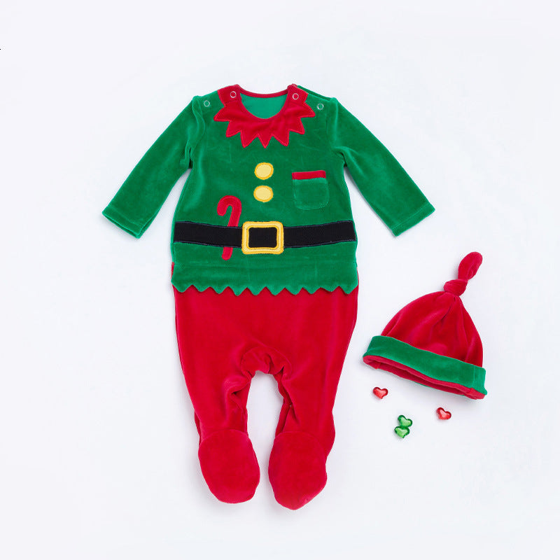 Long Sleeve Coral Fleece Christmas Jumpsuit for 20-28 Inches Dolls