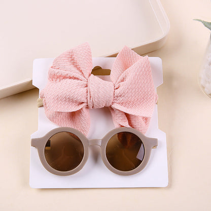 Bow Nylon Headband Sunglasses Two-Piece Set