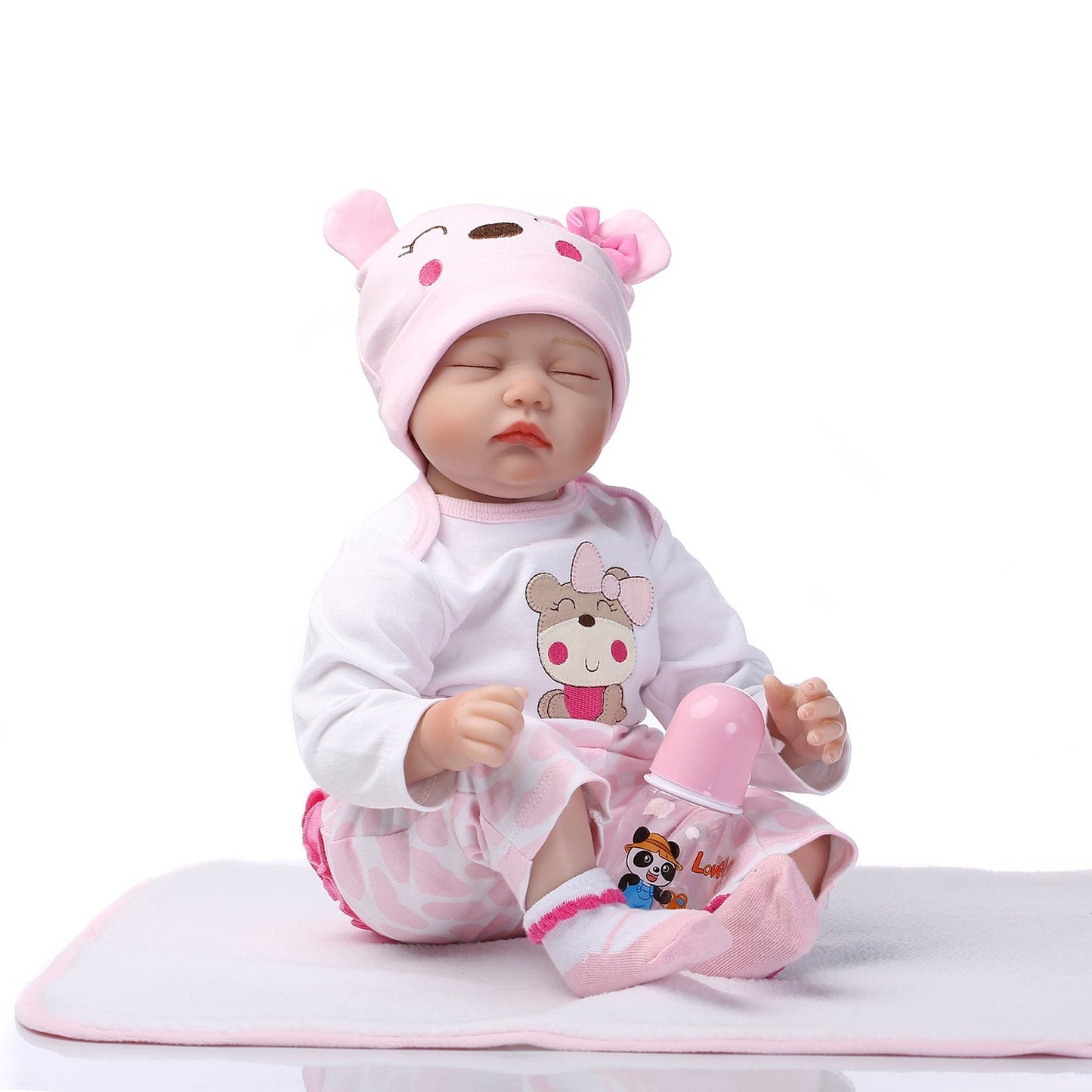 Nice 55 Cm Reborn Doll With Cloth Body And Closed Eyes