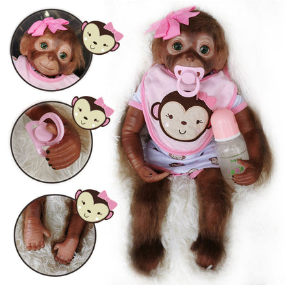 20 Inch Pink Flower Hairpin Reborn Monkey Baby Doll