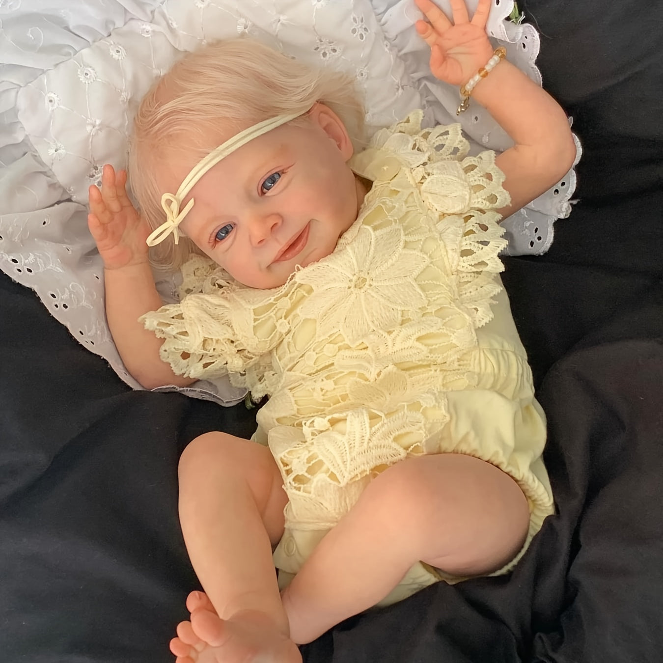 19 Inch Hand-Crafted Open Eyes Blonde Hair Newborn Reborn Doll-Sebastia