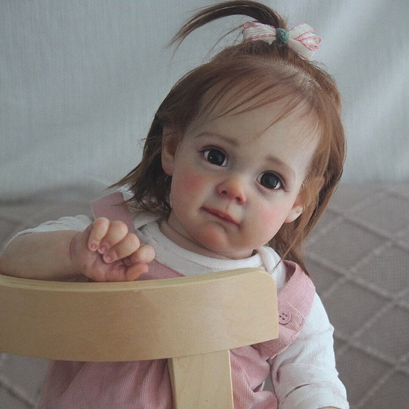 22 Inches Sweet Larry Brown Eyes Reborn Doll Girl- Maggie Series