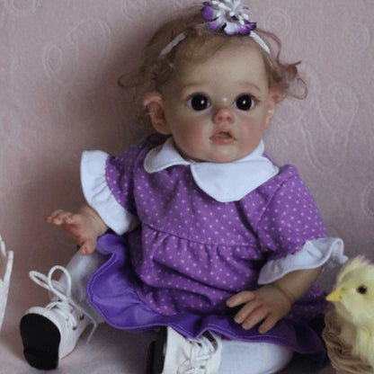 12 Inches Sweet Sandy Short Blonde Hair Open Eyes Reborn Doll Girl-Flo Fairy Serie