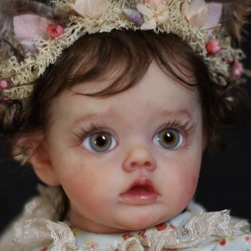 12 Inches Sweet Tina Short Brown Hair Open Eyes Reborn Doll Girl-Flo Fairy Serie