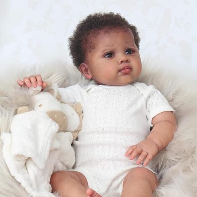 22 inch Lifelike African American Open Eyes Reborn Doll with - Reuben