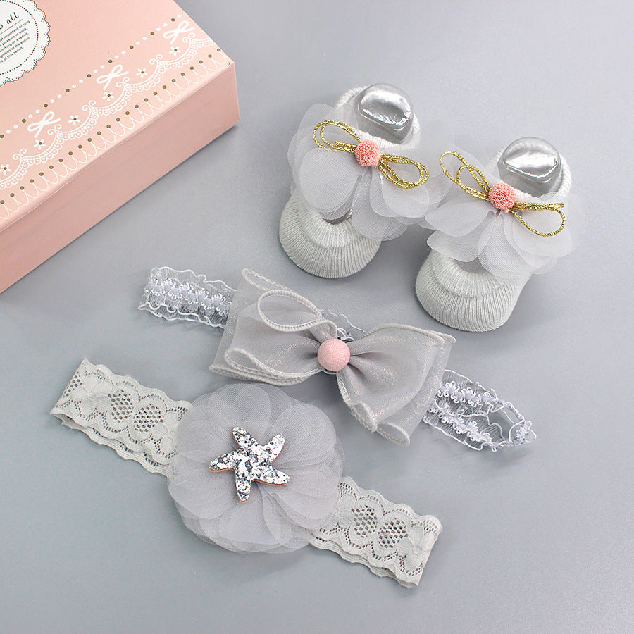 Sweet Bow Knot Headbands and Socks 3-Piece Set