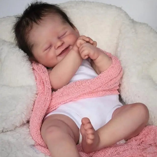 19 inches rooted hair Closed Eyes Smiling face Reborn Dolls-Alisha