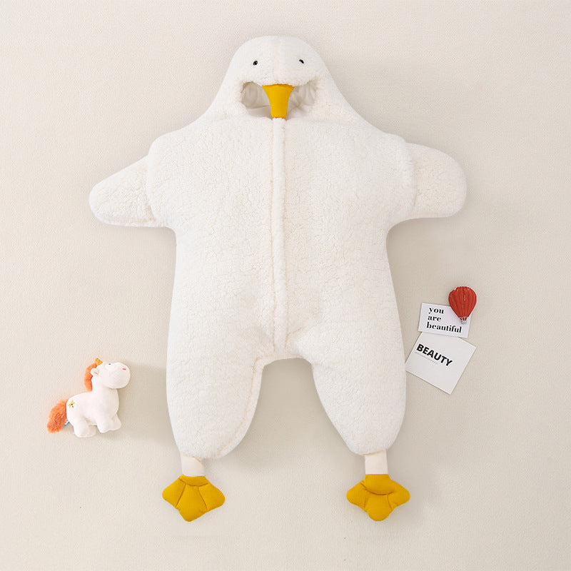 Cartoon Goose Shape Lamb Cashmere Autumn and Winter Sleeping Bag